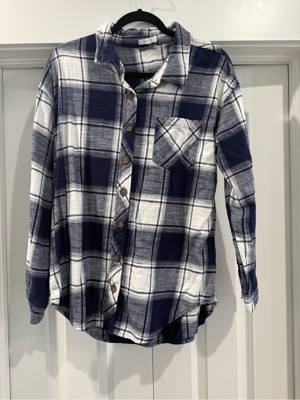 Maurices Navy & White Plaid Button-Down Shirt